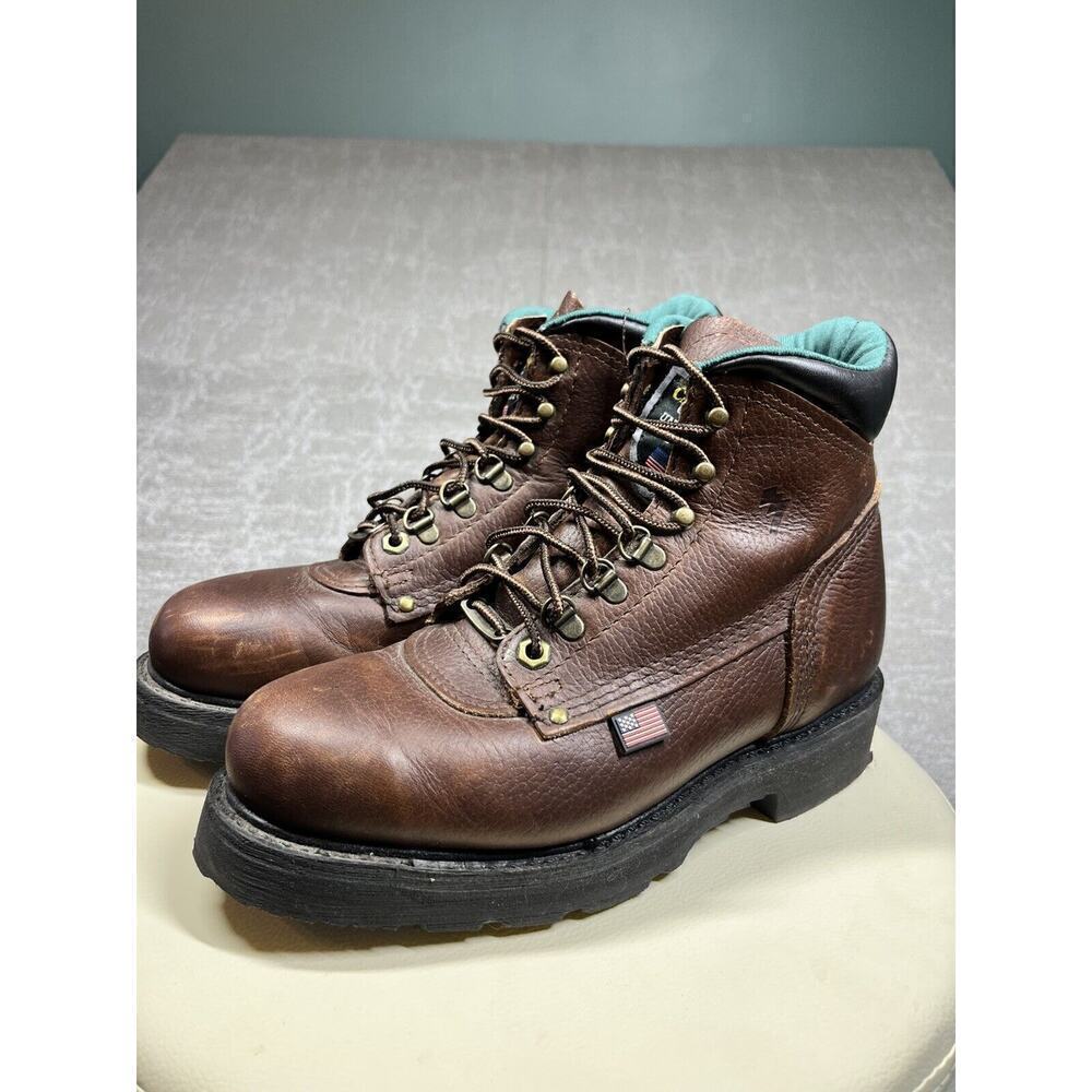 Carolina Soft Toe Lace Up Leather Work Boots made In USA Mens Size 6 2E